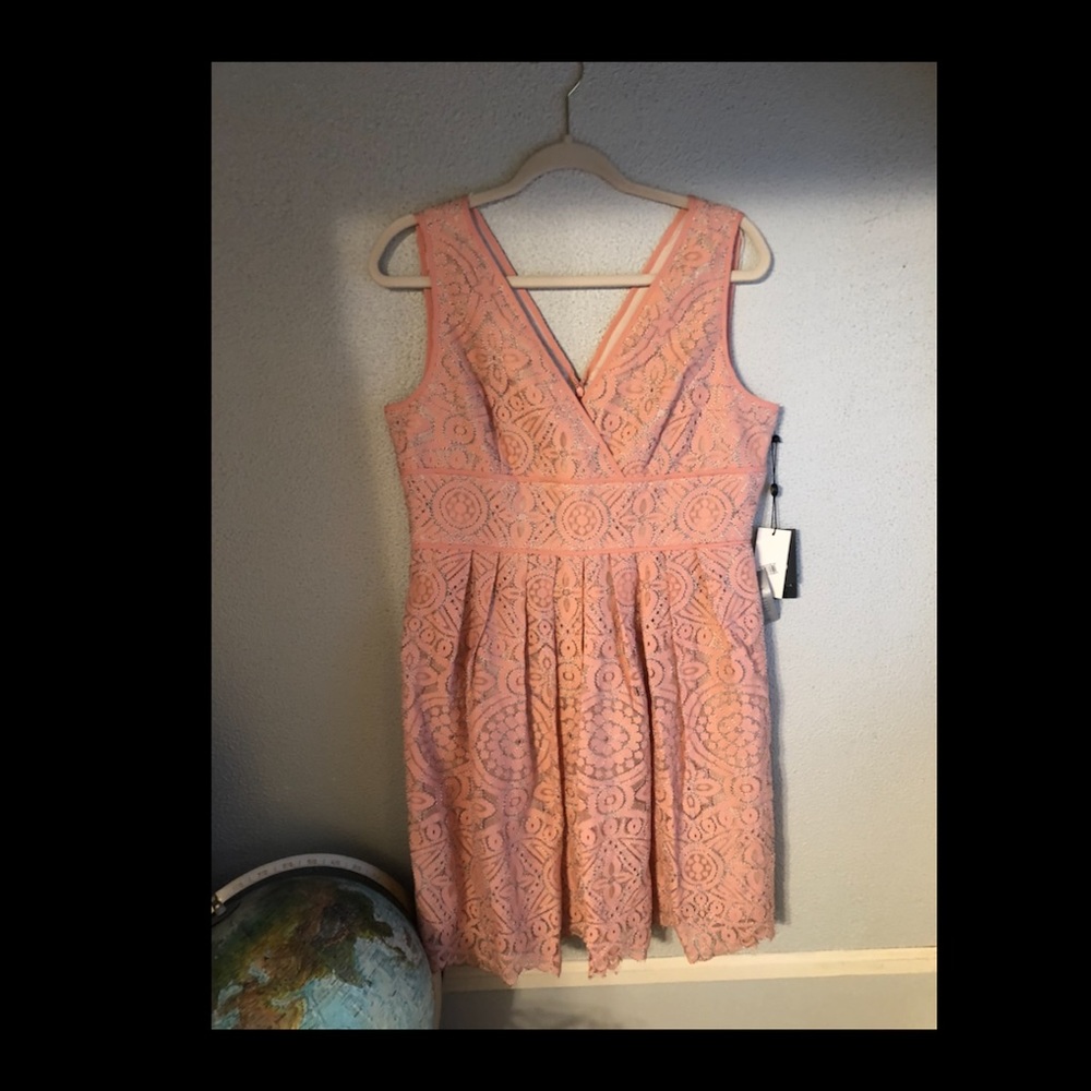 Adrianna Papell peach cocktail dress